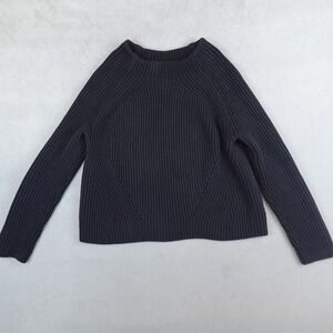 Athleta Rockland Sweater Black Ribbed Boxy Womens Size Small